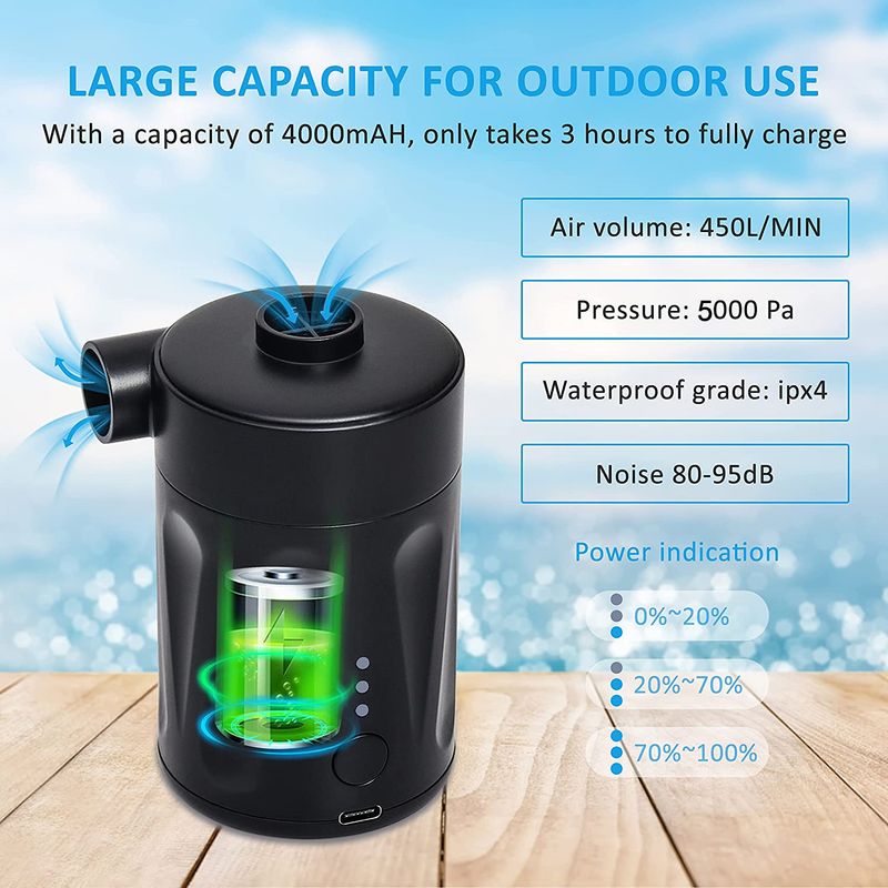 Inflatable Pump Portable Battery Pump Outdoor Wireless Swimming Pool Inflatable Boat Inflatable Bed Vacuum Compression Bag Air Pump_autovado.com