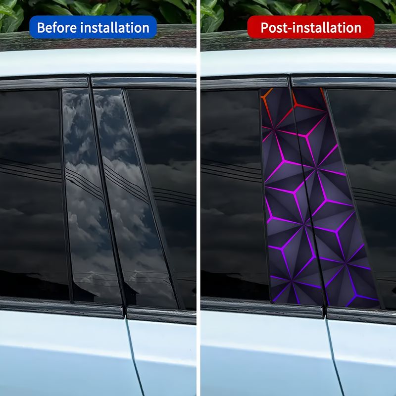 Geometric Square Car Center Column Window Trim Anti-Scratch Personalized Creative Decorative Sticker Protective Film_autovado.com