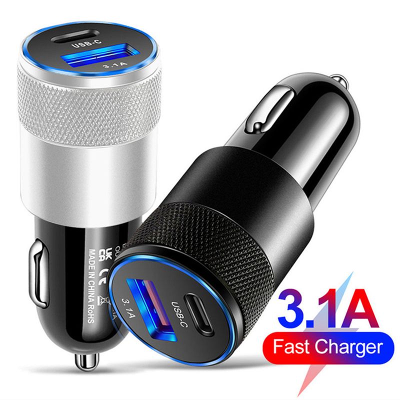 3.1A USD+PD Small Steel Cannon Metal Aluminum Alloy Charge USB-C+USB Car Charger_autovado.com