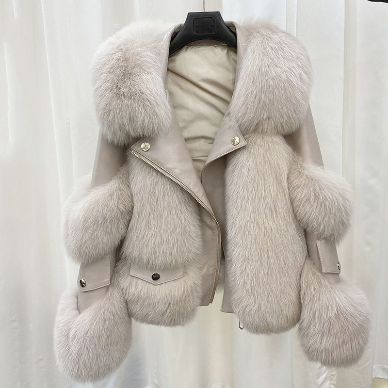 Women's Clothing fox fur quilted casual style fur coat loose high quality_autovado.com