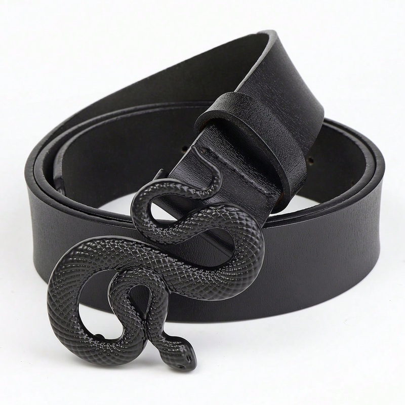 HOT Hot Sale New Fashion Snake Buckle with PU Leather Belt Women Dress Designer Western Vintage Style Black Belts for Girls_autovado.com