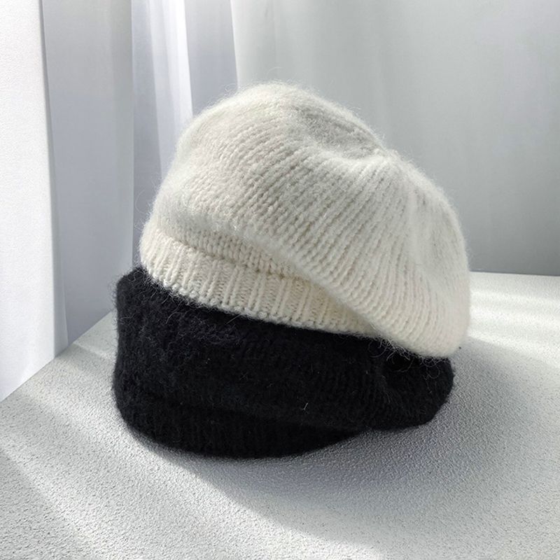 Hot Sale Fashion Women Solid Color Warm Vintage Knitted Beret Hat Autumn Winter Lady Artist Painter Cap Bonnet_autovado.com