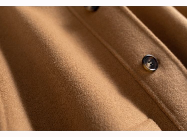 Women's Clothing quality double sided wool coat with hood and short button for women_autovado.com