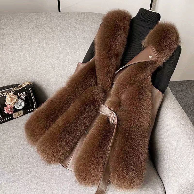 Women's imitation fox fur vest fashion coat_autovado.com
