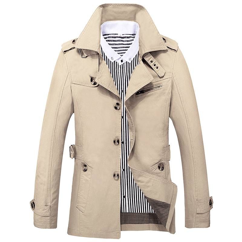 Men's Clothing Men's Casual Windbreaker Mid-length Men's Coat_autovado.com