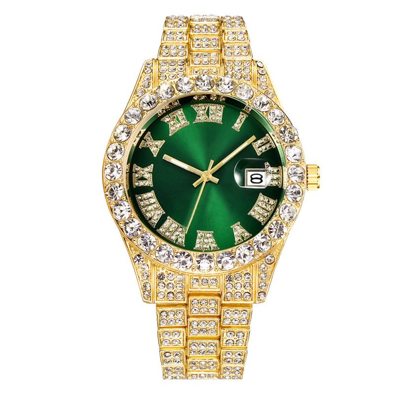 New men's steel belt quartz watch hip-hop business steel belt calendar men's full diamond men's watch men's_autovado.com