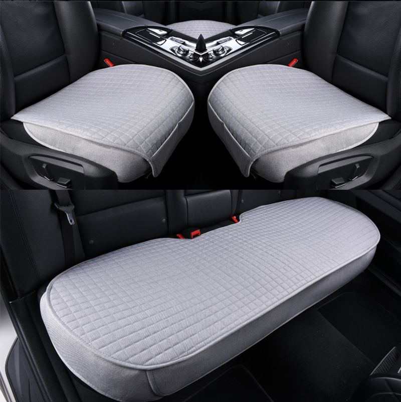 Linen Cover Flax Breathable Car Seat Cushion All Seasons Universal Non-Slip Protector Pad Fits For Sedan Van SUV Truck_autovado.com
