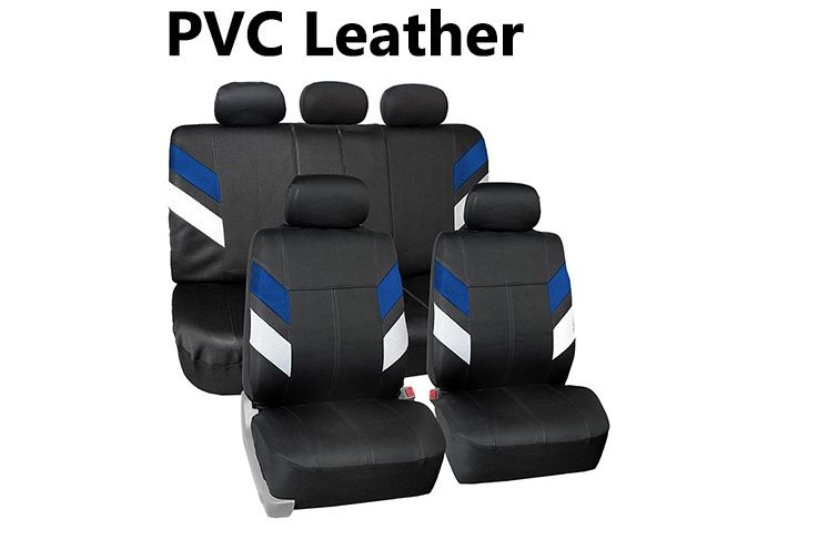 New splicing color Blue white sandwich Black PVC car seat cover_autovado.com