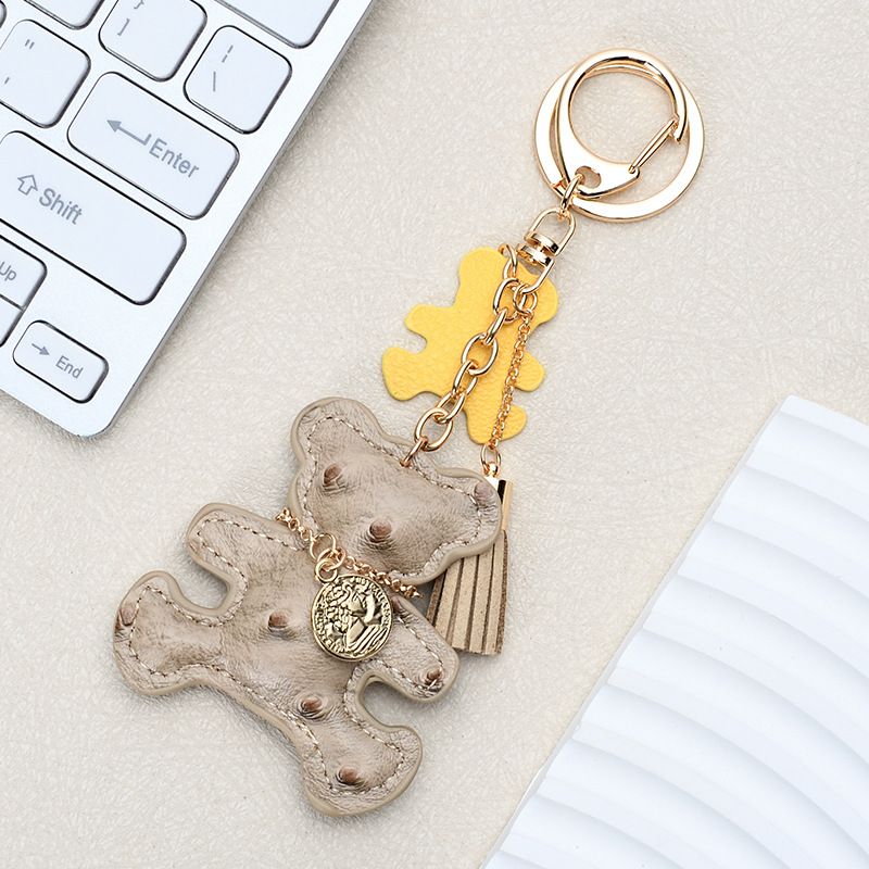 Ins Style Cute Necklace Bear Leather Key Pendant Creative Cartoon Ladies Bag Car Key Chain_autovado.com