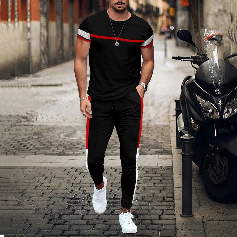 Men's Clothing loose sports suit 3D digital printing personalized fashion short-sleeved trousers_autovado.com
