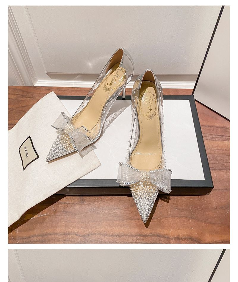 p7 with transparent bow 2023 summer women's shoes live broadcast on behalf of European and American slope heels stiletto_autovado.com