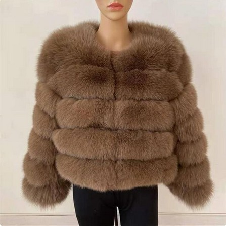 Women's Clothing fur coat fox fur patchwork winter thick warm long sleeve short fur coat_autovado.com