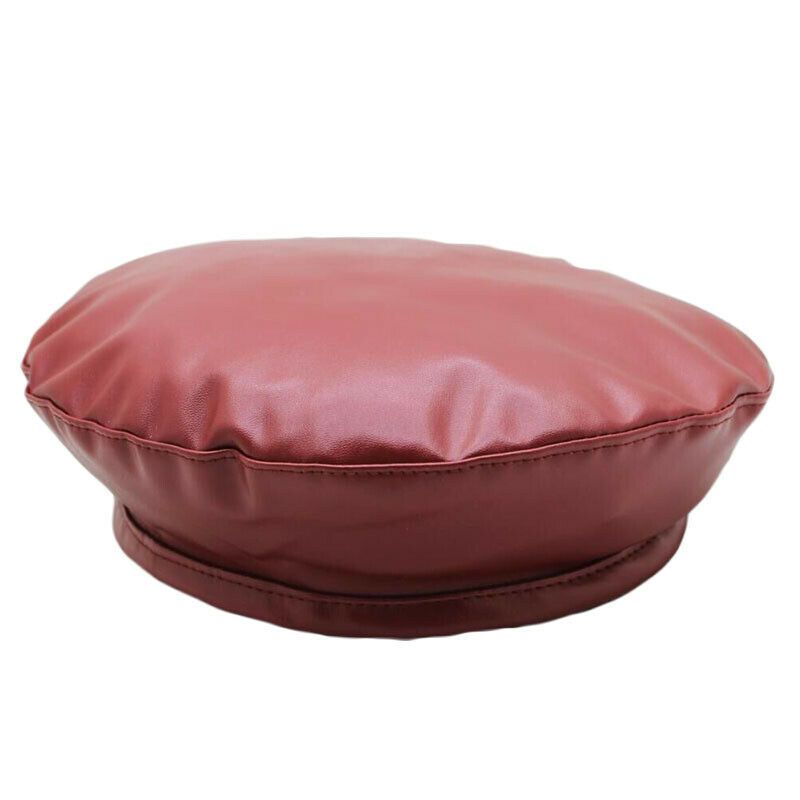 Hot Sale Vintage Women Solid PU Leather Beret French Artist Warm Beanie High Fashion Winter Ski Cap Lady All-Match Hat_autovado.com