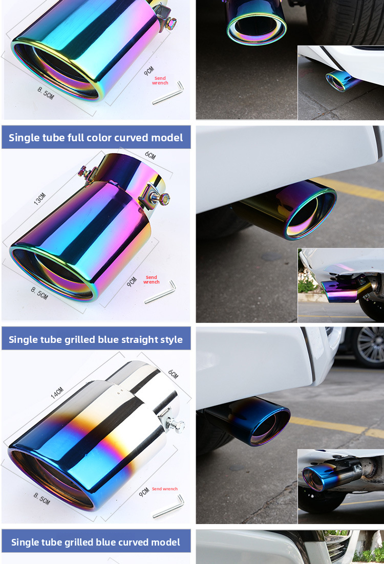 Stainless Steel Muffler Gas Cover Decoration Single Car Exhaust Pipe Universal Tail Throat_autovado.com