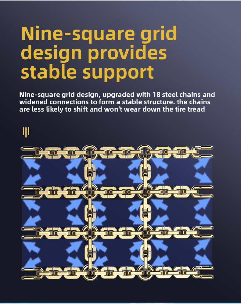 Car Tire Universal For Sedan SUV Emergency Snow Mud Manganese Steel Anti-Slip Chains Nine-Gong Style_autovado.com