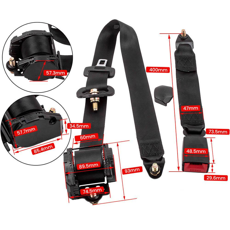 Retractable Adjustable Shoulder Seat Belt Universal 3 Point Safety Belts_autovado.com