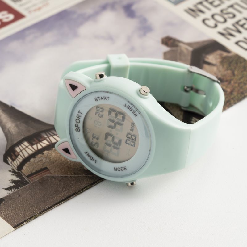 Cat ears watch for male and female middle school students Korean style simple fashion Mori style Xiaoqing new high-looking electronic watch_autovado.com