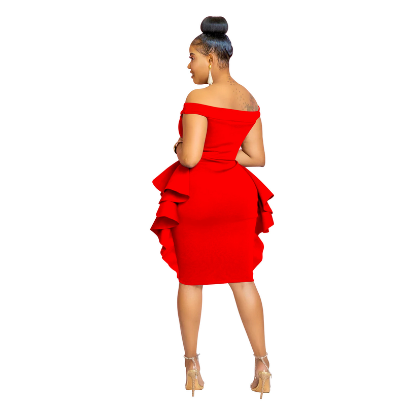 Women's solid color sleeveless ruffle skirt dress for women_autovado.com