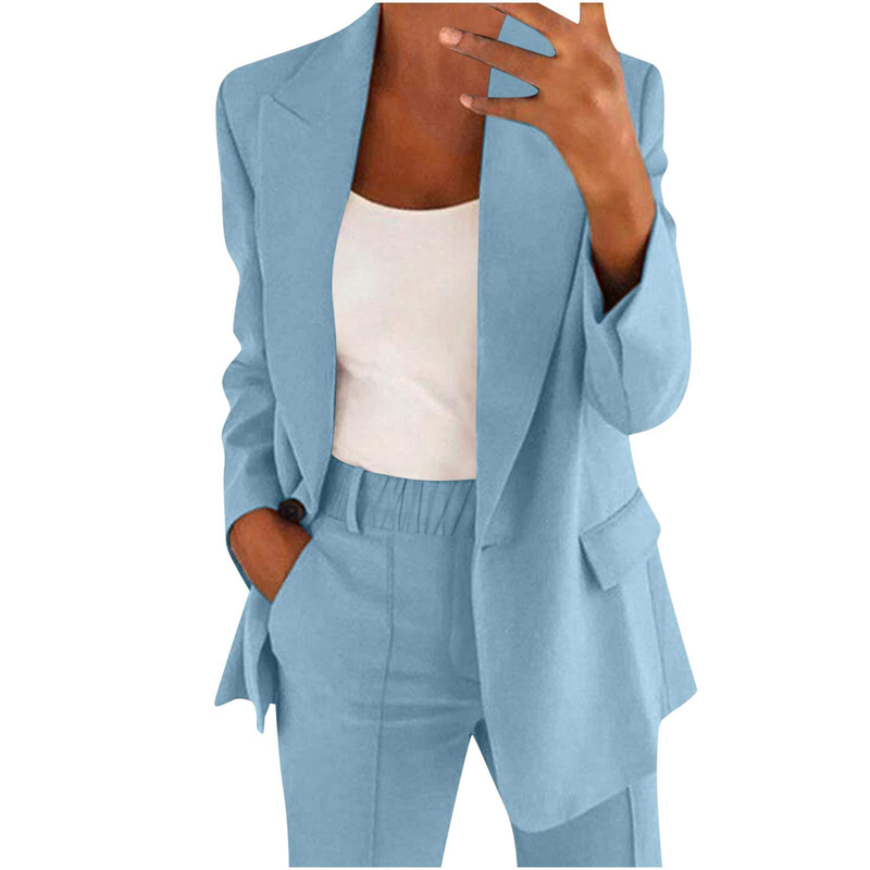Women's new fashion button slim lapel cardigan temperament blazer suit_autovado.com