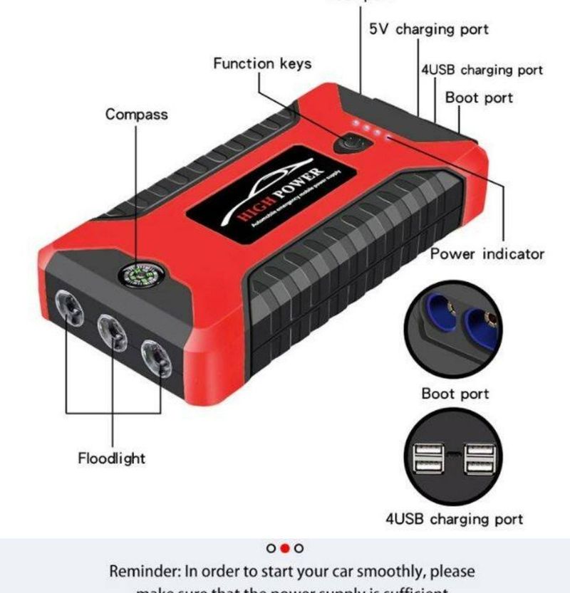99800mAh 68800mAh 12v Car Jump Starter Powerbank Emergency Power Bank LED With Tire Pump Inflator 4 USB Phone Portable_autovado.com