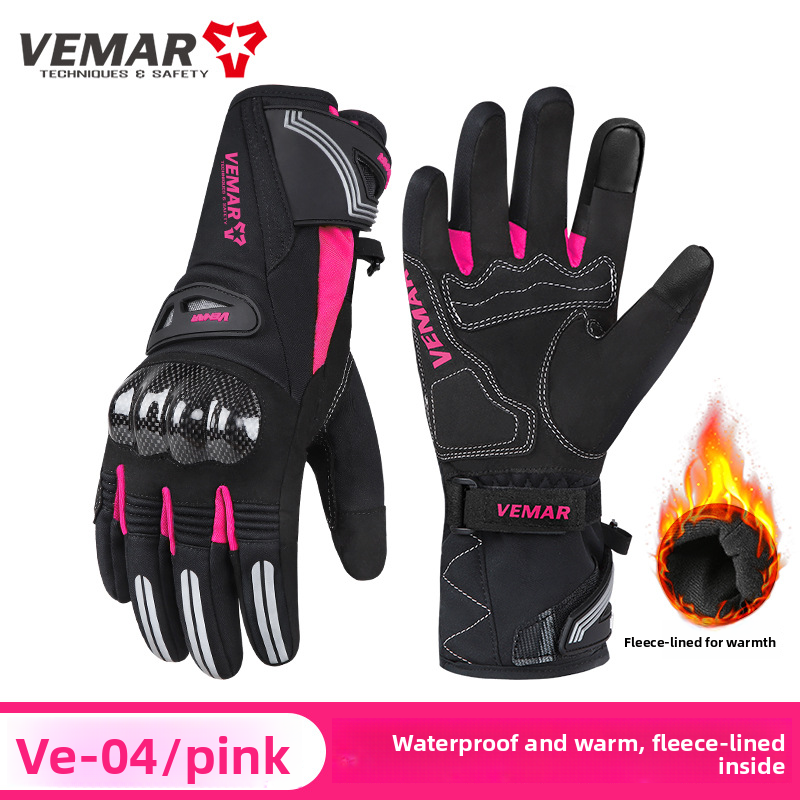 Vemar Riding Autumn Winter Men Windproof Waterproof Fleece Lined Non-Slip Warm Electric Bike Motorcycle Gloves_autovado.com