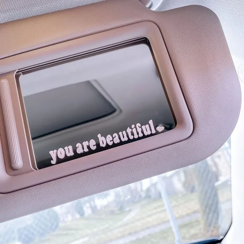 car interior makeup mirror rearview mirror cover sticker you are beautiful motorcycle electric car sticker_autovado.com