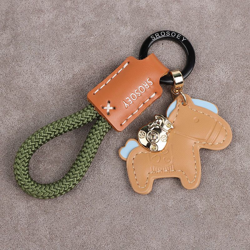 Immediately Get Rich Handmade Genuine Leather Keychain Lanyard Cowhide Key Pendant Leather Rope Xiaohongshu Car Men And Women Pendant_autovado.com