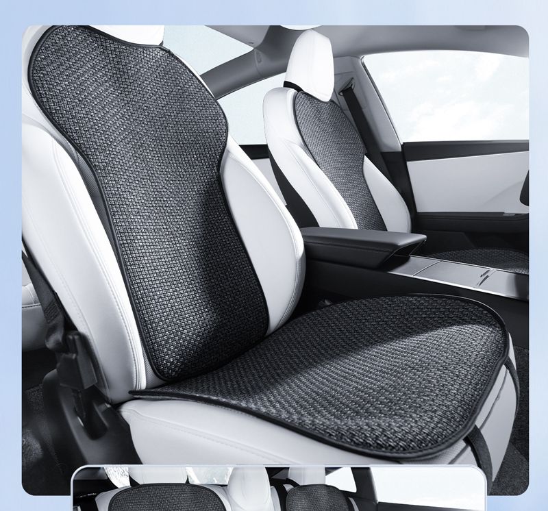 For Tesla Model Y/Model 3/2024 M3 Linen Cover Cushion Four Seasons Breathable And Comfortable Seat Car Interior_autovado.com