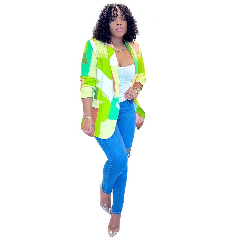 Women's Clothing Long-sleeved Printed Small Suit Small Jacket_autovado.com