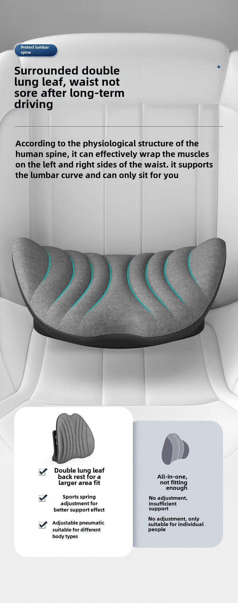 Car waist support waist support office cushion back cushion car cushion ergonomic design waist cushion waist pillow_autovado.com