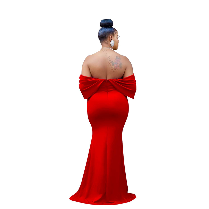 Women's Clothing fashion women's solid color one-shoulder deep V backless fishtail dress_autovado.com