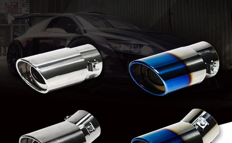 Cross-Border Wholesale Blue Tail Decoration Large Curved Straight Stainless Steel Car Exhaust Pipe Muffler_autovado.com