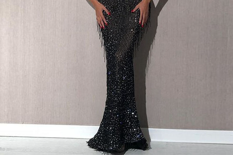 Women's Clothing new women's dress raglan sleeve sequin dress long dress_autovado.com