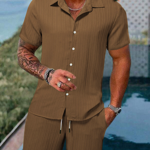 Men's Clothing Polo Casual Loose Short-sleeved Shorts Sports Suit_autovado.com