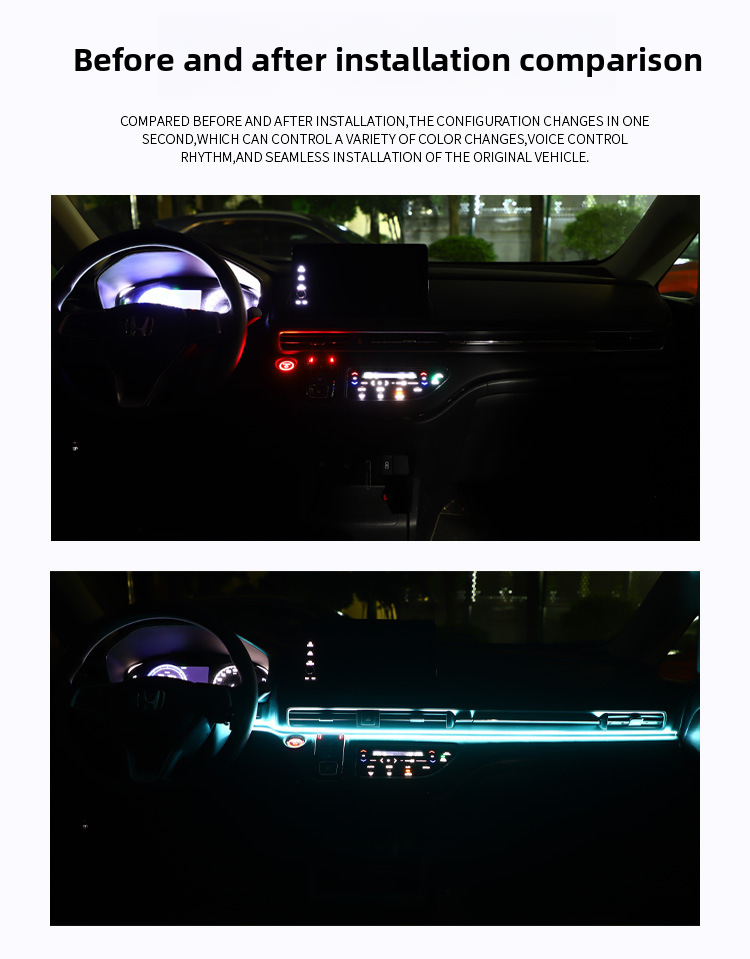 Car Central Control LED Acrylic Interior Colorful Flowing Ambient Decorative USB Light_autovado.com