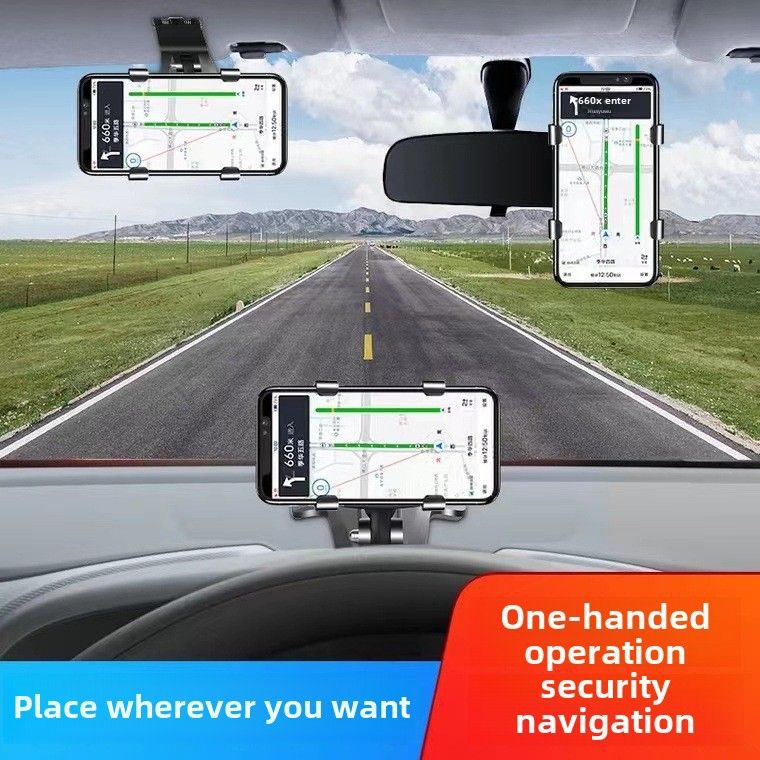 Cross-border car mobile phone bracket car multi-function rotating car dashboard rearview mirror navigation bracket wholesale_autovado.com