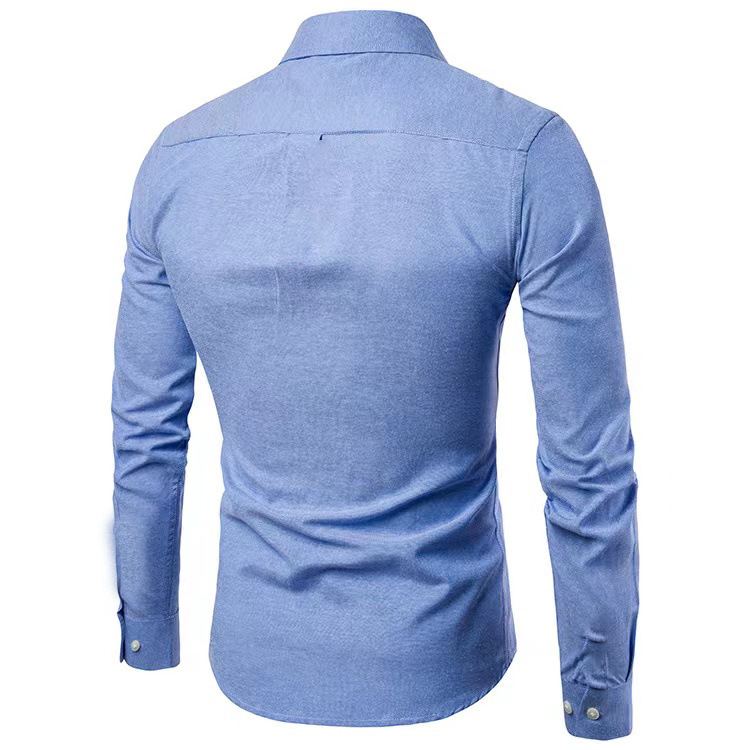Men's long sleeve shirt Men's shirt Korean version of non-ironing slim solid color young casual men's wear_autovado.com