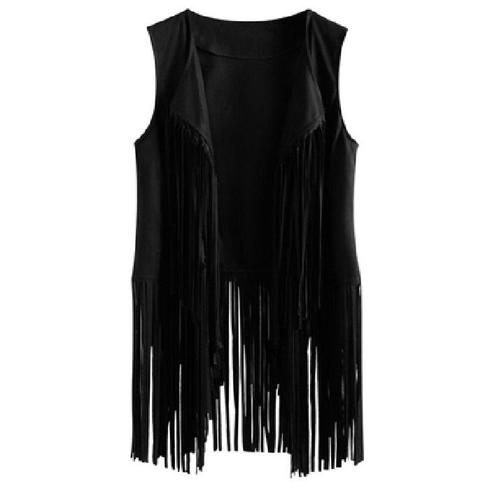 Slim slim sleeveless vest with fringe clip for women_autovado.com