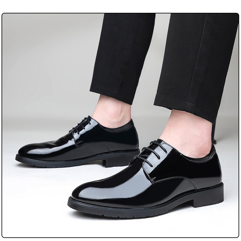 New dress leather shoes bright leather patent leather men business British style pointy wedding party performance leather men's shoes_autovado.com