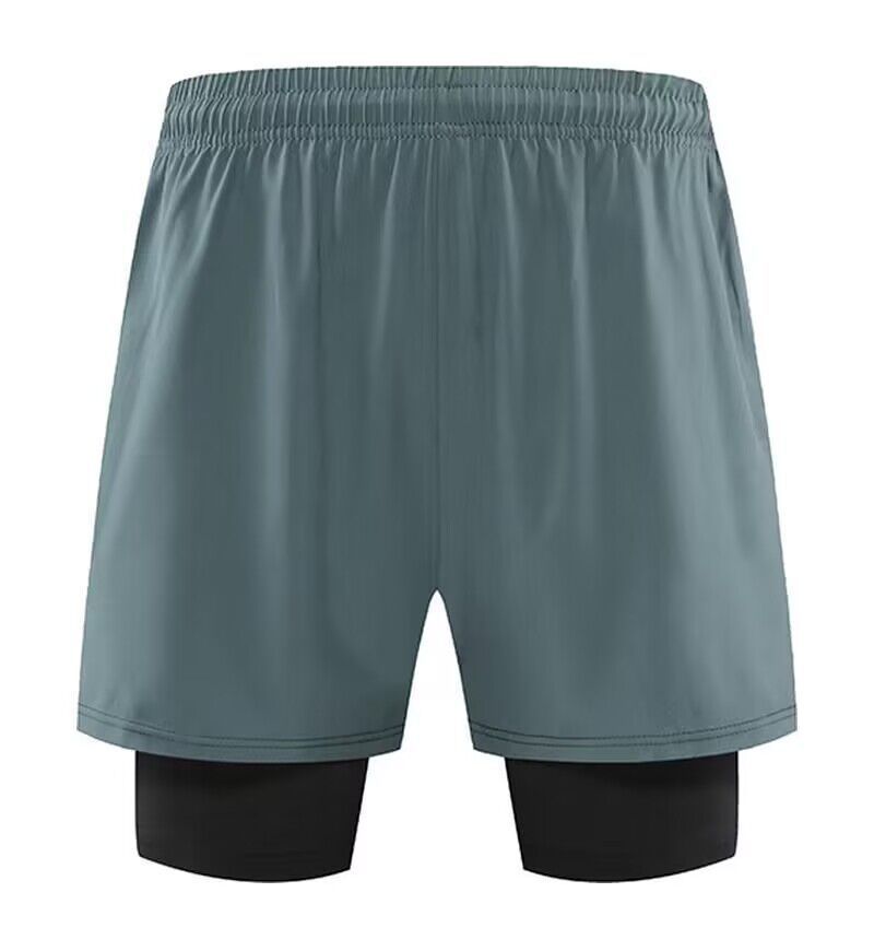 Men's Clothing Two-Piece Sports Shorts Training Pants Fitness Running Marathon Shorts Foot Blue Shorts_autovado.com