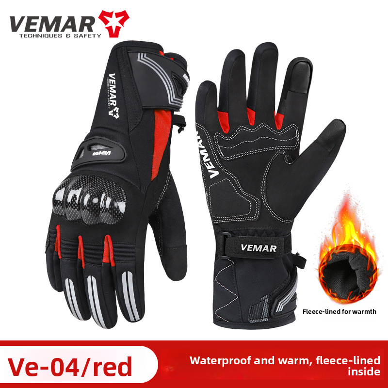 Vemar Riding Autumn Winter Men Windproof Waterproof Fleece Lined Non-Slip Warm Electric Bike Motorcycle Gloves_autovado.com