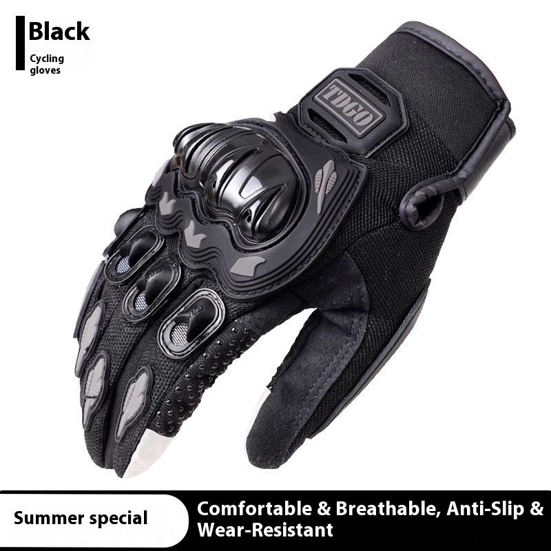 Motorcycle Gloves – All-Season Riding Gloves (Touchscreen, Anti-Slip, PE/Alloy/Carbon Shell, M/L/XL, Black/Red/Green)_autovado.com