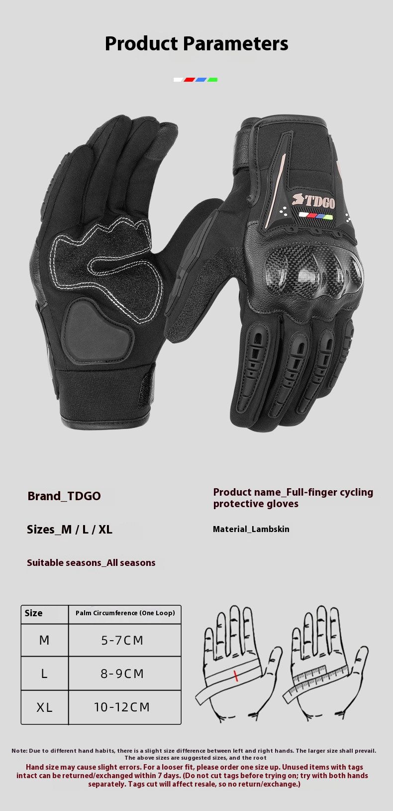 Motorcycle Gloves – All-Season Riding Gloves (Touchscreen, Anti-Slip, PE/Alloy/Carbon Shell, M/L/XL, Black/Red/Green)_autovado.com