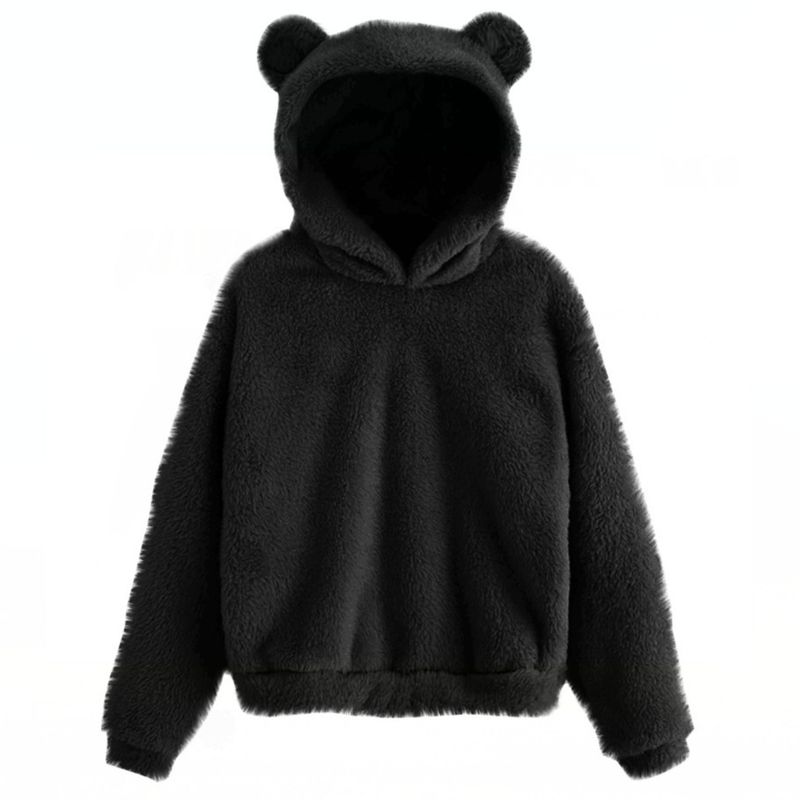 Women's Clothing autumn and winter new fluffy rabbit ears hooded warm sweater sweater_autovado.com
