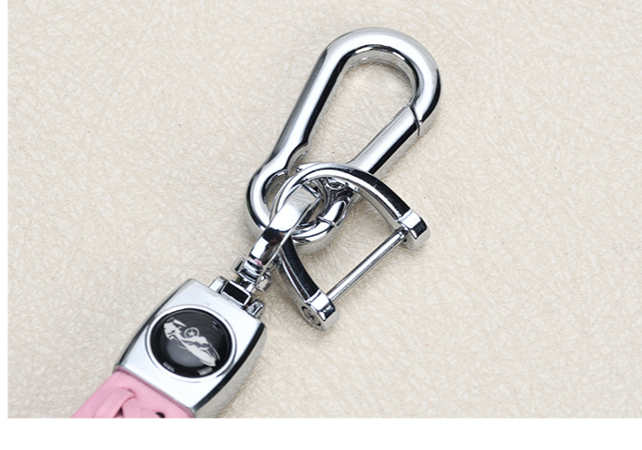 Lambskin Braided Car Keychain Hand Woven Rope Couple Keychain Car Metal Keychain_autovado.com