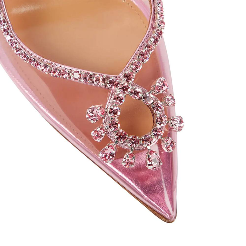 Female Fashion Rhinestone Flash Piece Temperament Beautiful Wedding Shoes Female Pointed Heels After Empty Sandals_autovado.com