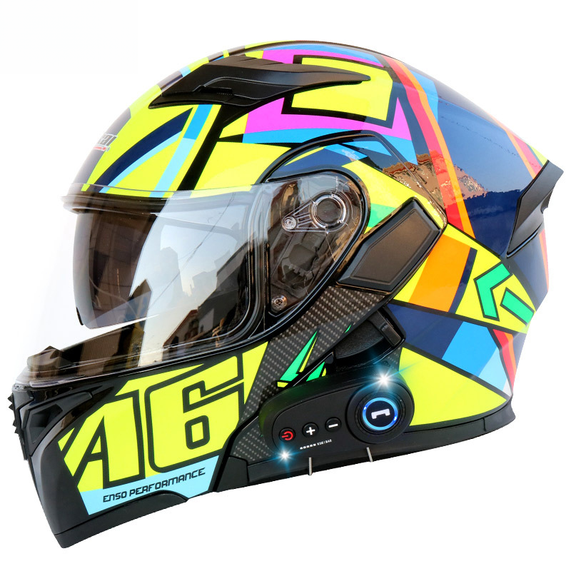 CoolQibao Electric Bluetooth Dual Lens Full Face Motorcycle Helmet With FM_autovado.com