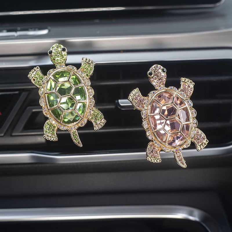New Crystal Shining Cute Tortoise Perfume Clip Creative Car Fragrance Decoration_autovado.com