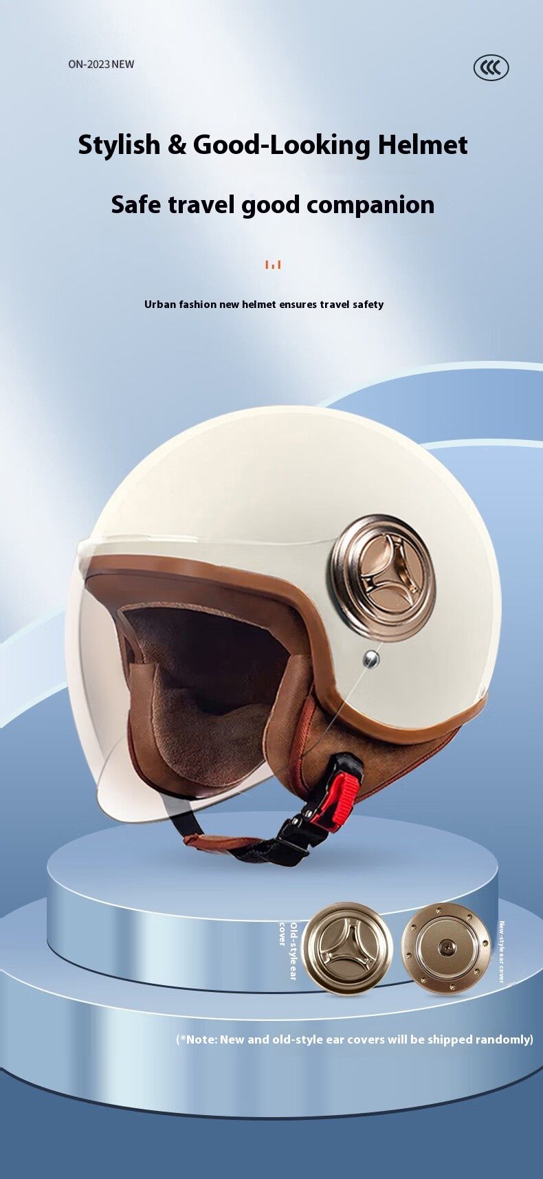 3/4 Motorcycle Helmet With Bluetooth & Cat-Ear Design – Lightweight ABS Shell, 3C Certified, Transparent Visor (Unisex Adult)_autovado.com
