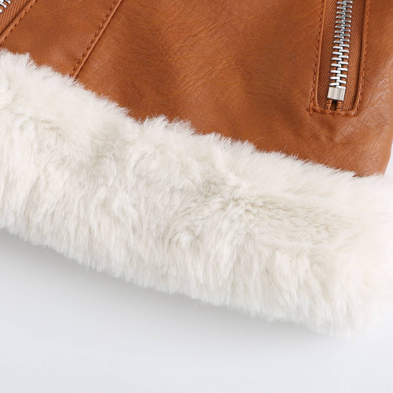 New Suede women's long-sleeved warm lapel jacket European and n commuter casual jacket_autovado.com